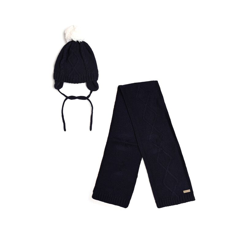 Boys Dark Blue Cap with Scarf image number 0